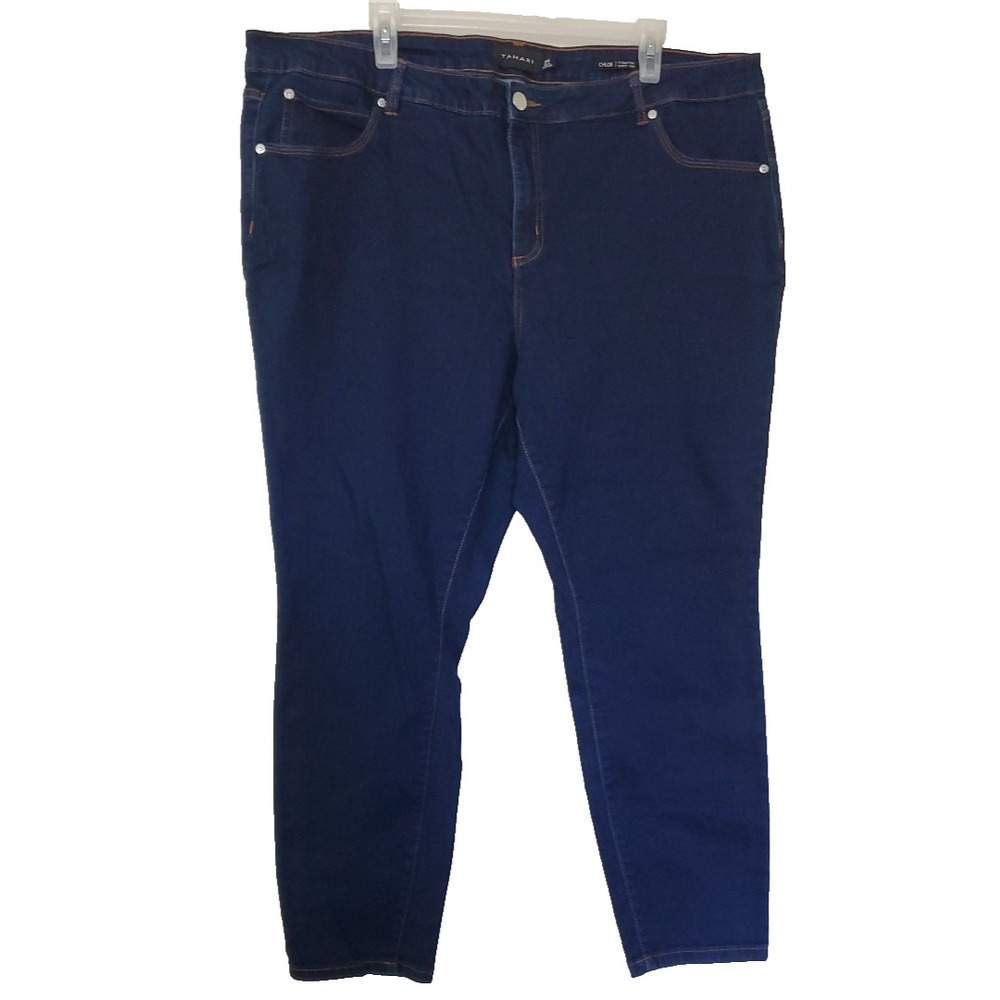Tahari Chloe Fit Solution Skinny Jeans Indigo Blue Plus Size 24W